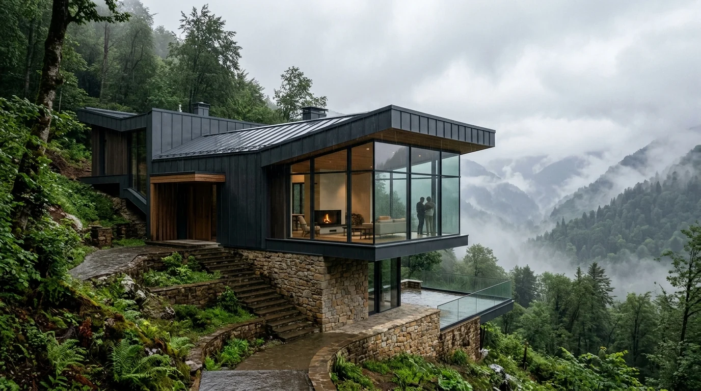 Vadi House Karadeniz topoğrafyasına oturan çağdaş konut mimarisi